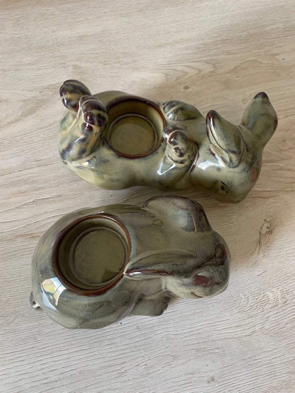 π Vintage Partylite Ceramic Pottery Bunny Rabbit Tea Light candle holders (2) - Picture 12 of 14